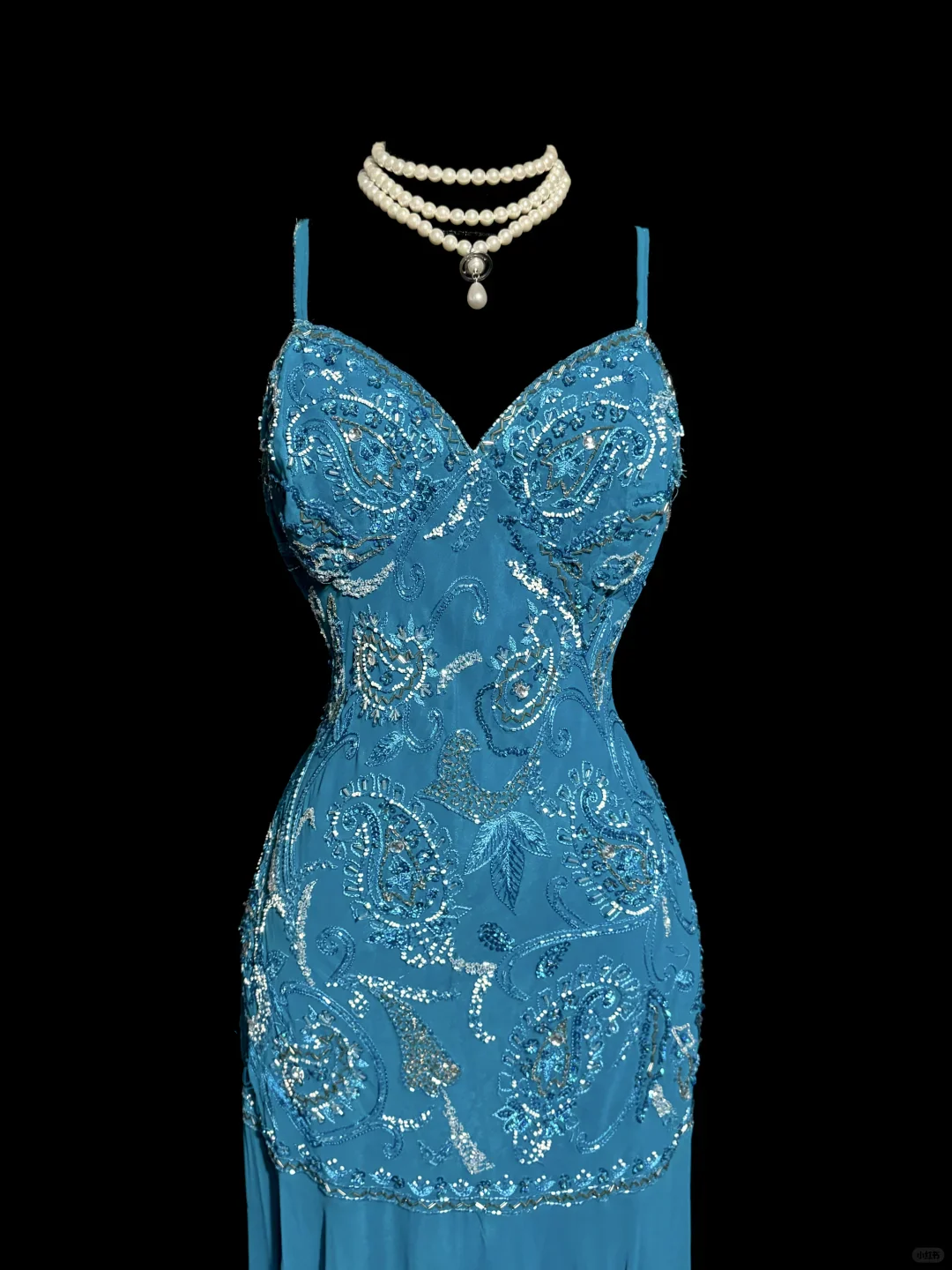 Classy Elegant Sheath Spaghetti Straps Blue Beading Sleeveless Chiffon Prom Dresses H2977 - Deanwangkt