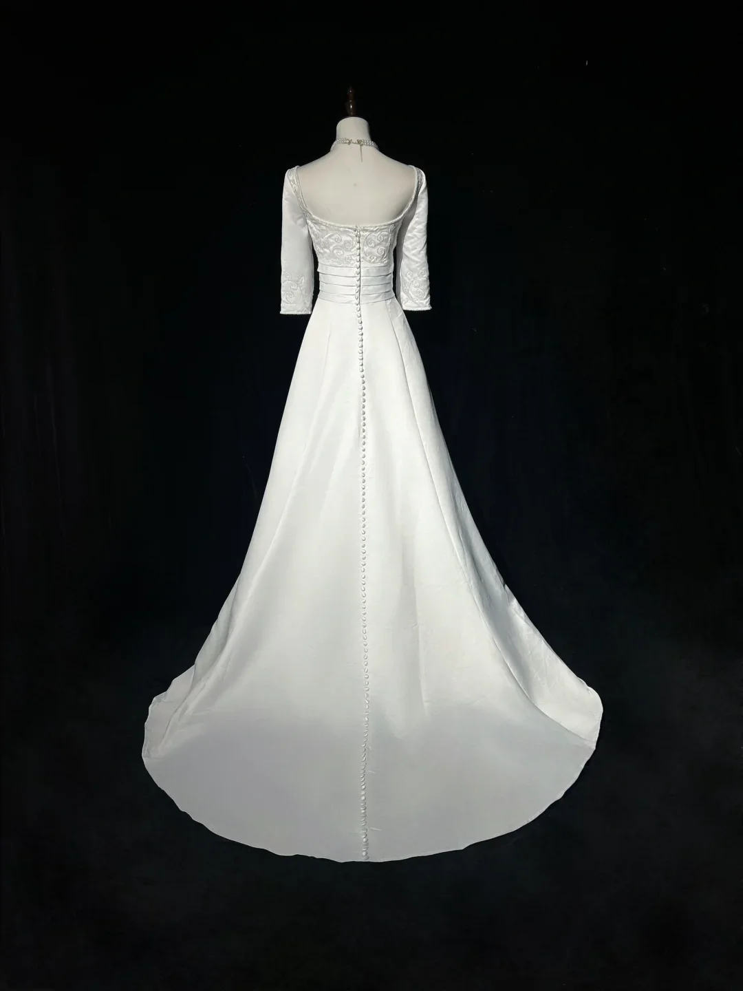 Vintage Wedding Dress 1950s 1940s Ball Gown Square Neck Satin White Long Wedding Dresses Bridal Gowns Brides Gown DH530 - Deanwangkt