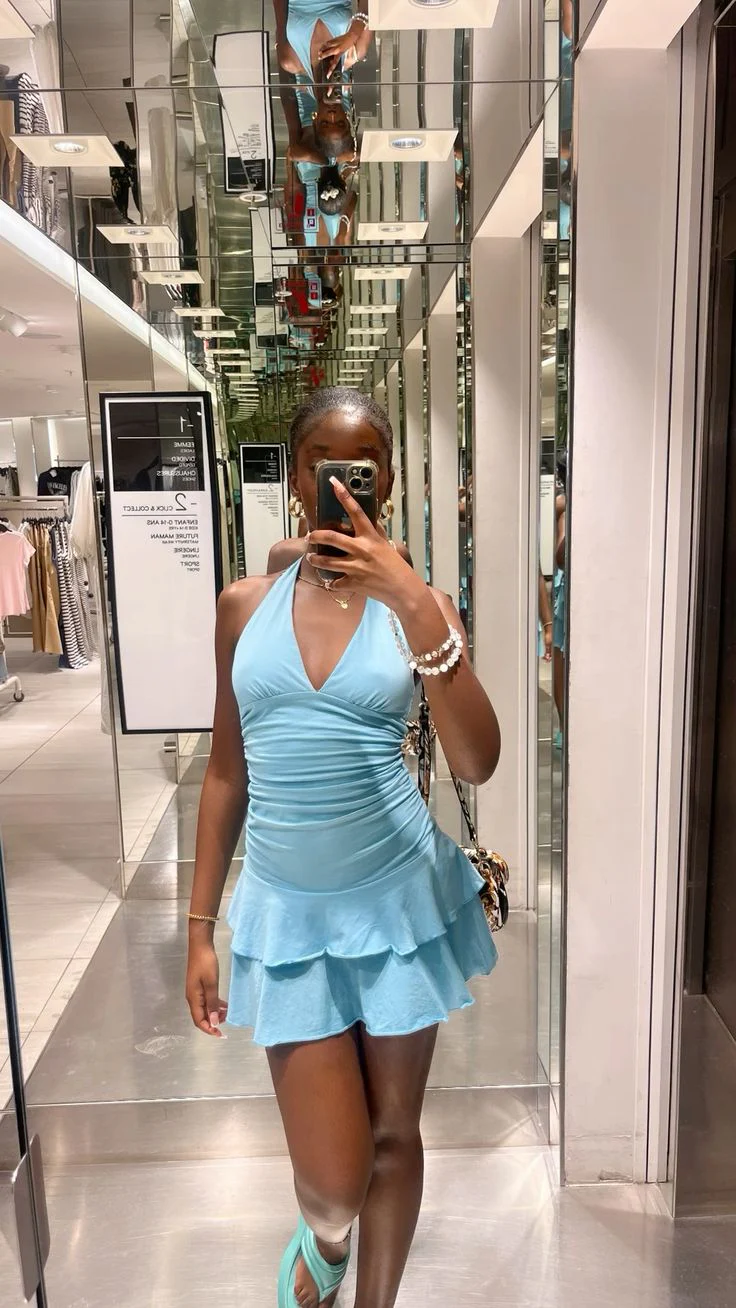 Sexy Sheath Strapless Blue Short Black Girl Homecoming Dresses Summer Hoco Dresses Cocktail Dress Birthday Outfits W0452 - Deanwangkt