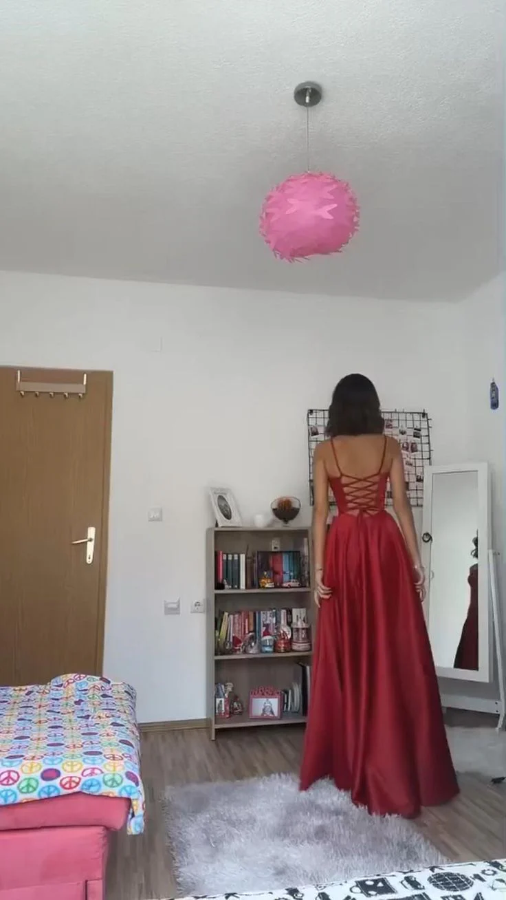 Elegant A Line Spaghetti Straps Burgundy Satin Sleeveless Long Evening Party Gowns Evening Dress Special Formal Dresses Prom Dress DH216 - Deanwangkt