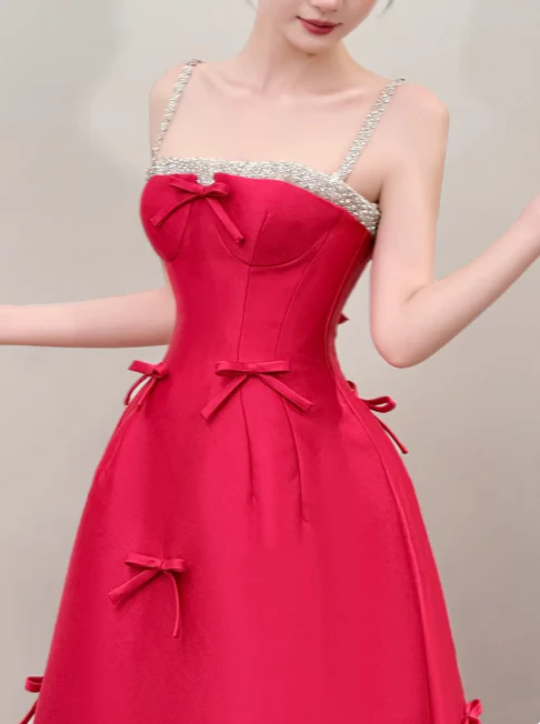Modest A-Line Spaghetti Straps Birthday Dress Burgundy Long Satin Evening Gowns Special Formal Dresses Prom Dresses DP2773 - Deanwangkt