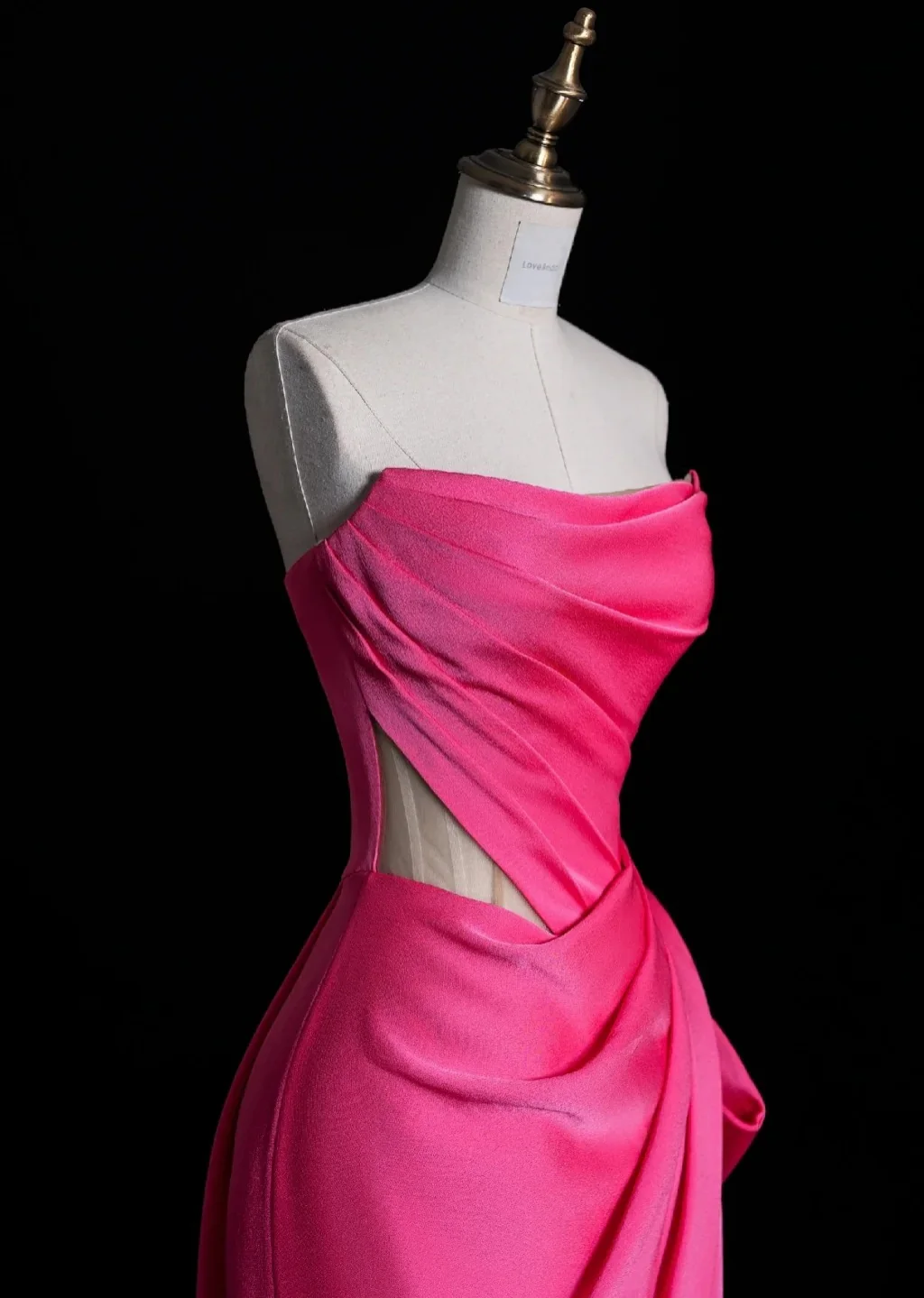 Elegant Strapless Sheath Long Prom Dresses Satin Pink Evening Dresses DP3786 - Deanwangkt