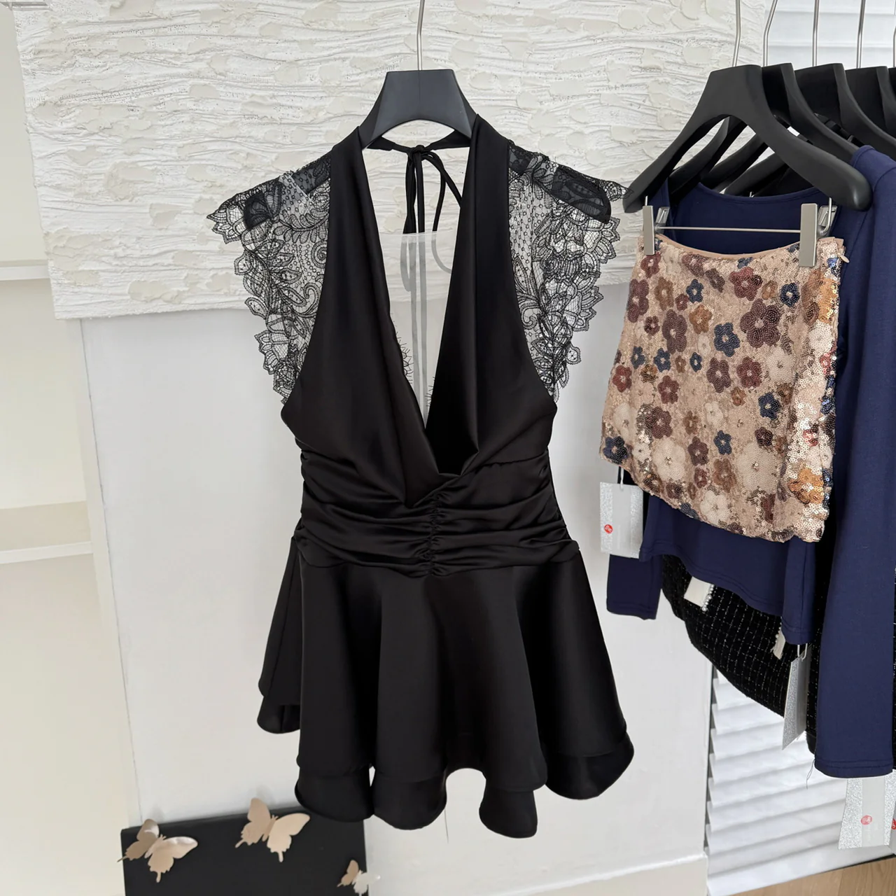 Sexy A Line Halter Neckline Summer Dress Little Black Dress Holiday Party Outfits For Women DP0098 - Deanwangkt