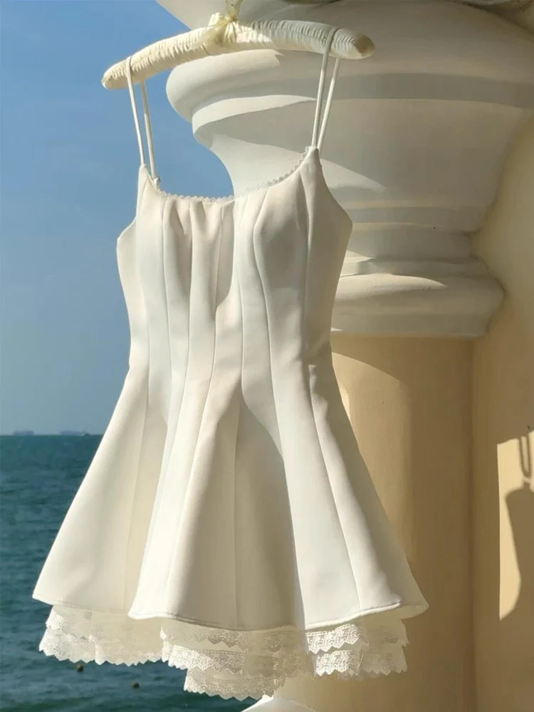 Unique A line Spaghetti Straps White Formal Homecoming Dresses 8th Grad Dance Graduation Dress Short Hoco Dresses DH2635 - Deanwangkt