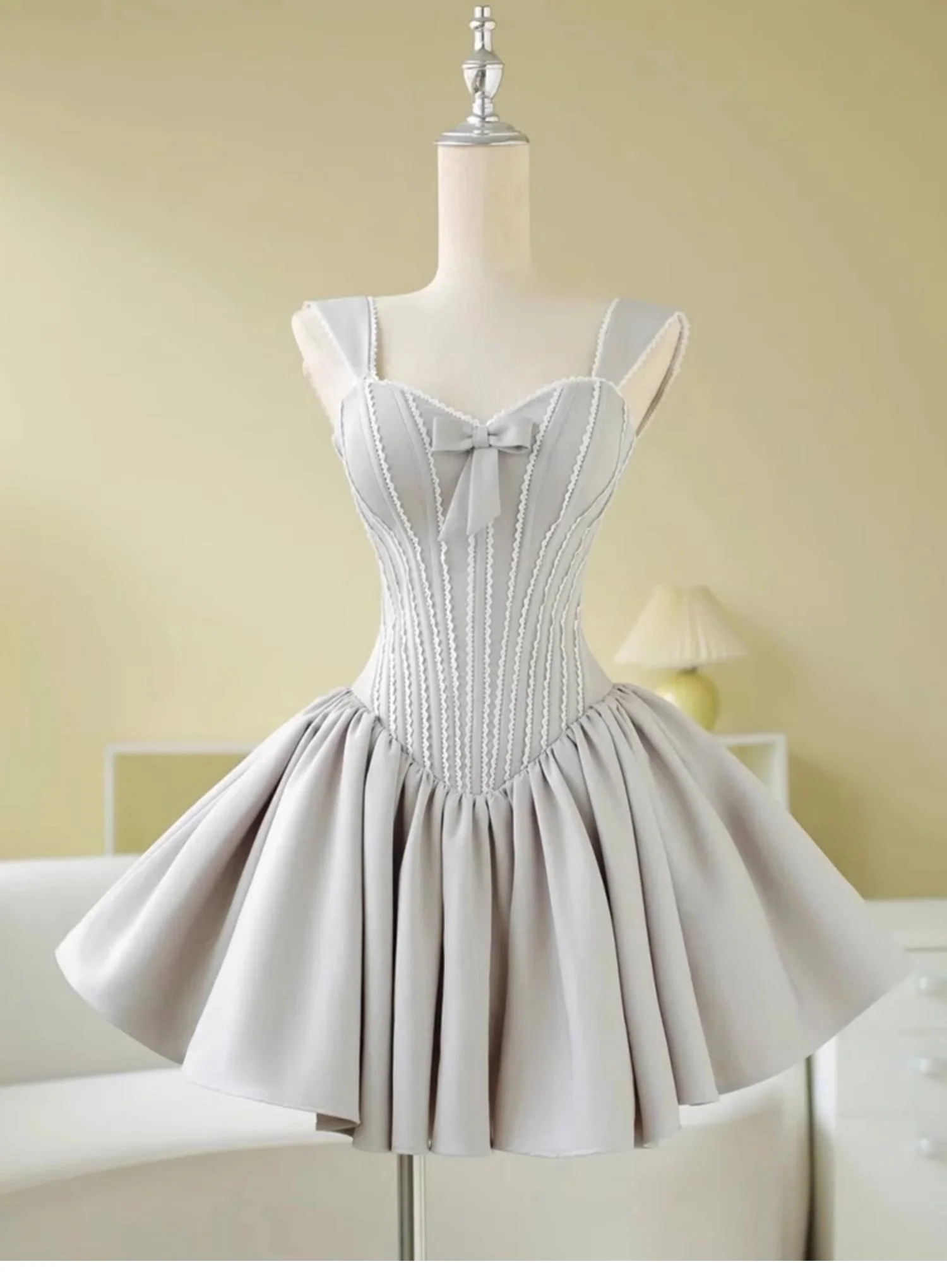 Simple Ball Gown Silver Short Homecoming Dress Summer Hoco Dresses Cocktail Dress DP1767 - Deanwangkt