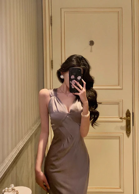 Pretty Mermaid V Neckline Dusty Grape 21st Birthday Dress Party Outfits Birthday Outfits For Women DP0189 - Deanwangkt