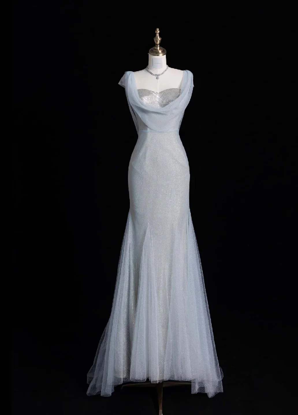 Glitter Sweetheart Mermaid Long Prom Dresses Silver Evening Dresses DP3338 - Deanwangkt