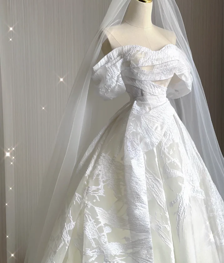 Timeless Ball Gown Off The Shoulder Satin Long White Summer Wedding Dresses Brides Dress DP423 - Deanwangkt