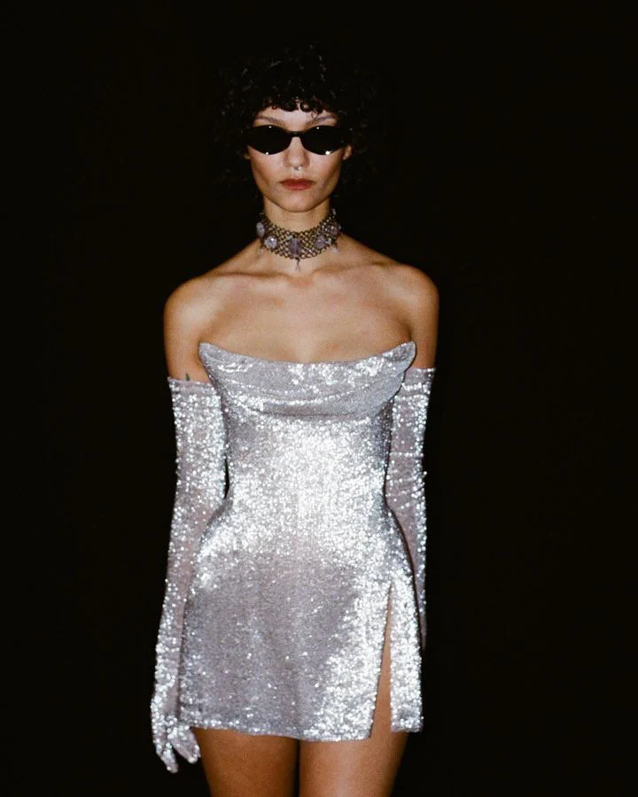 Sexy Sheath Strapless Silver Sequin Short Homecoming Dress With Gloves Summer Hoco Dresses Cocktail Dress Birthday Outfits DP2100 - Deanwangkt