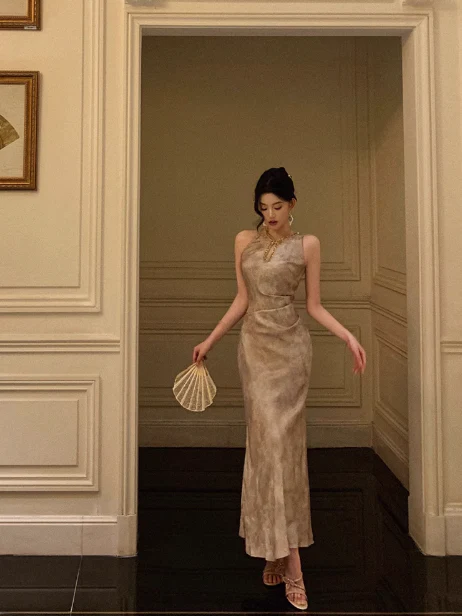 Classy Sheath Gold Beads Sleeveless 18th Birthday Dress Party Gown Birthday Outfits Birthday Dress Ideas For Women DP560 - Deanwangkt