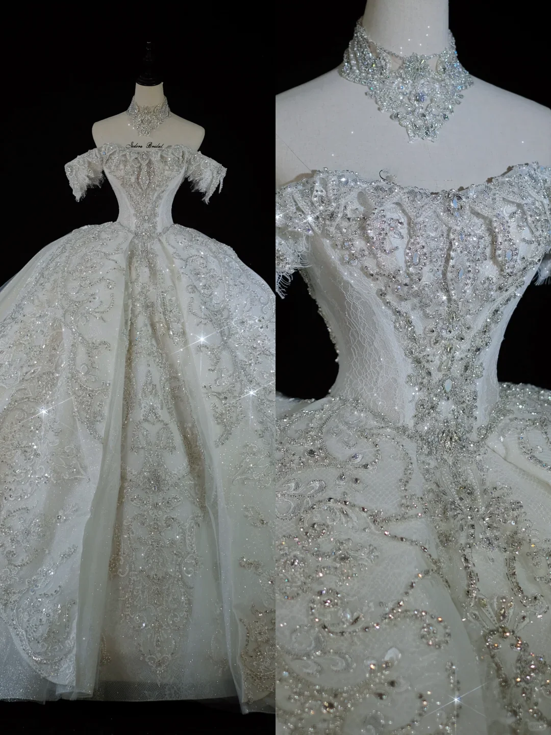 Timeless Bridal Gown Ball Gown Off The Shoulder Sequin Long Wedding Dresses Elegant Brides Gowns DH735 - Deanwangkt