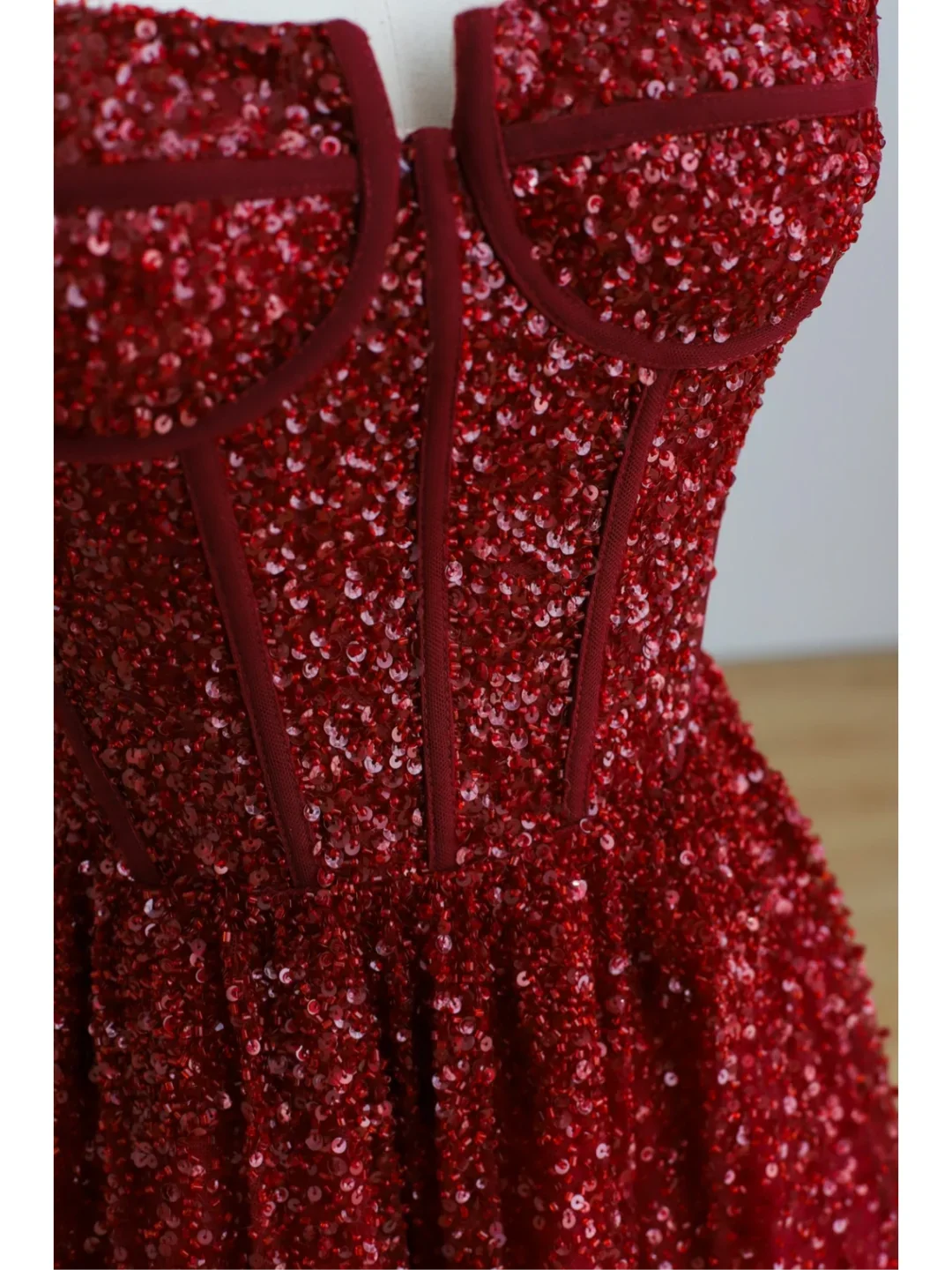 Elegant Glamour A line Spaghetti Straps Tulle Red Long Prom Dress Party Dress Evening Dresses DP1522 - Deanwangkt