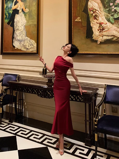 Sexy Mermaid Burgundy 18th Birthday Dress Long Party Birthday Outfits For Women DP0186 - Deanwangkt