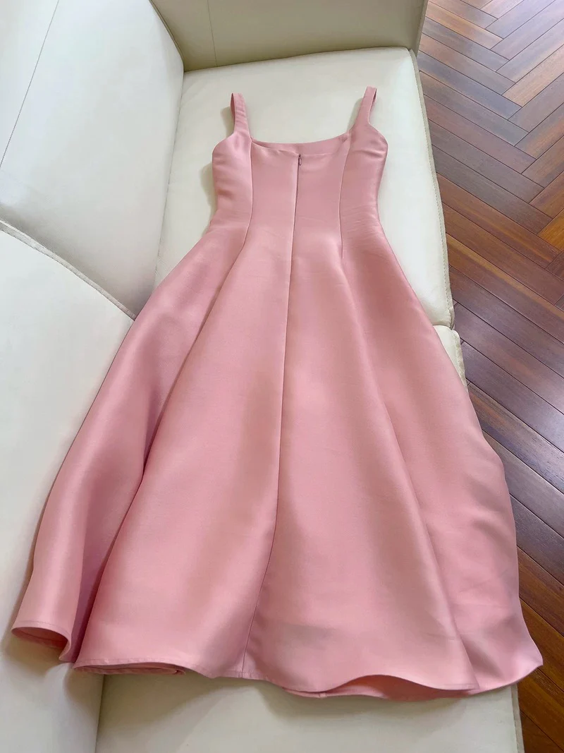 Vintage A line Square Neck Pink Long Evening Party Gowns Evening Formal Dresses Prom Dress W826 - Deanwangkt