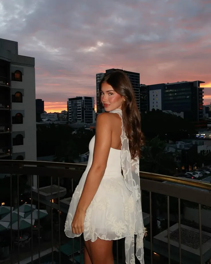 Simple A line White Strapless Short Lace Homecoming Dress Summer Hoco Dresses Cocktail Dress With Scarf DP1957 - Deanwangkt