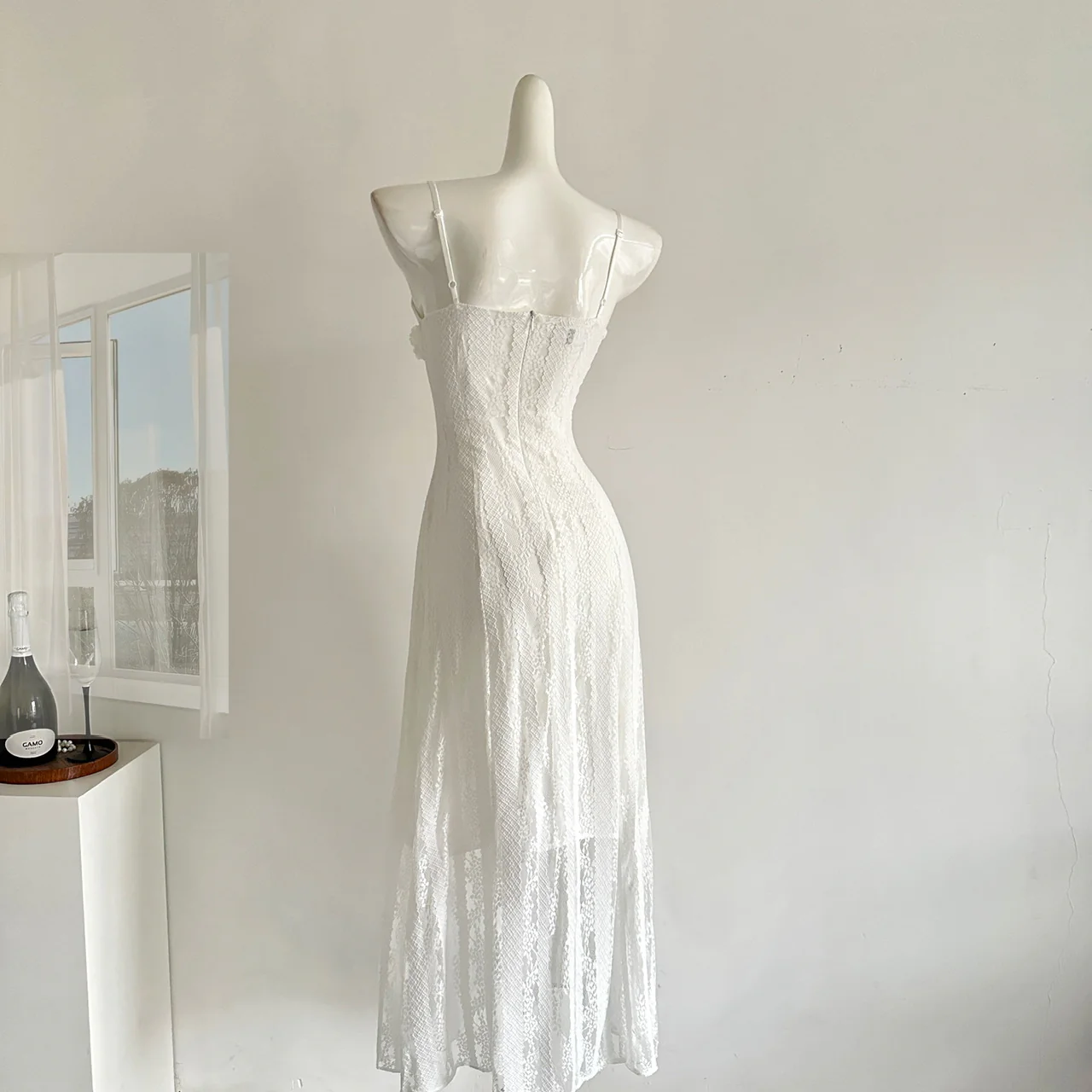 Cute A Line Spaghetti Straps Ivory Lace Summer Dress Holiday Party Outfits For Women DP0100 - Deanwangkt