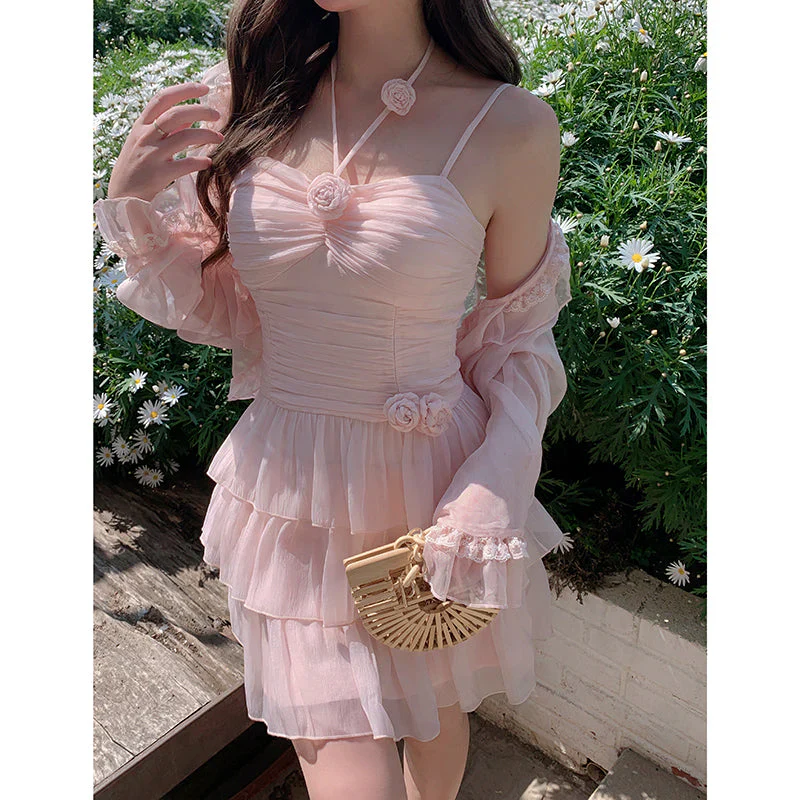 Cute A line Pink Chiffon Summer Short Homecoming Dress Hoco Dress Mini 18th Birthday Outfit Cocktail Dresses DP1862 - Deanwangkt