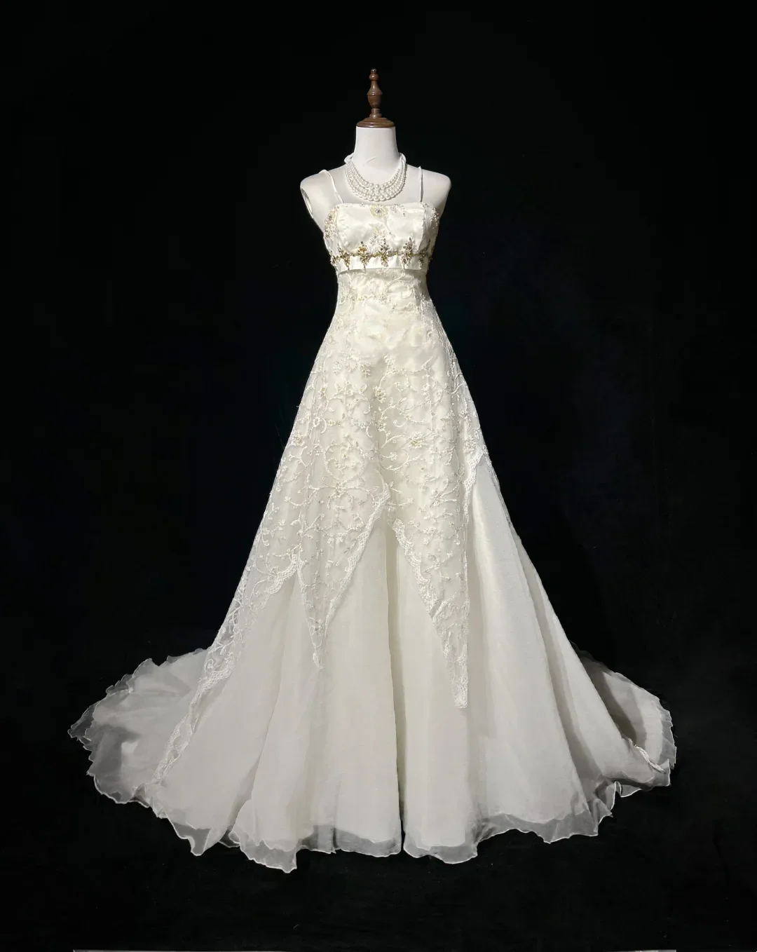 Vintage Bridal Dress Ball Gown Spaghetti Straps Lace Ivory Long Wedding Dress Retro Wedding Dresses Modest Wedding Gowns DH2681 - Deanwangkt