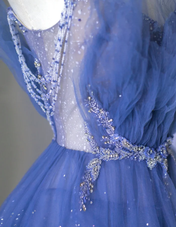 Classy Ball Gown Spaghetti Straps Royal Blue Tulle Prom Dresses Birthday Dresses Dance Party Dress Graduation Prom Dresses DP510 - Deanwangkt