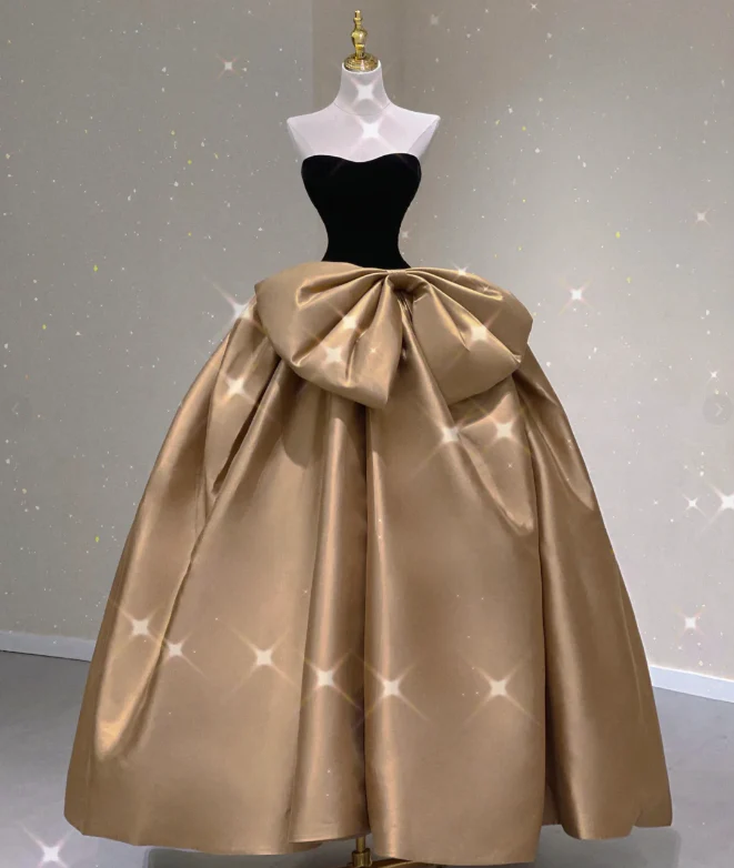 Modest Ball Gown Strapless Black Long Prom Dresses High School Outfits Graduation Dress Evening Dresses DP430 - Deanwangkt