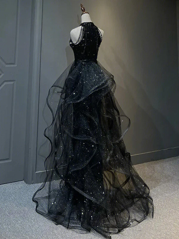 Sparkling Sequined with Crystals Sequin Ruffles Long Prom Dress Graduation Formal Dresses DP508 - Deanwangkt