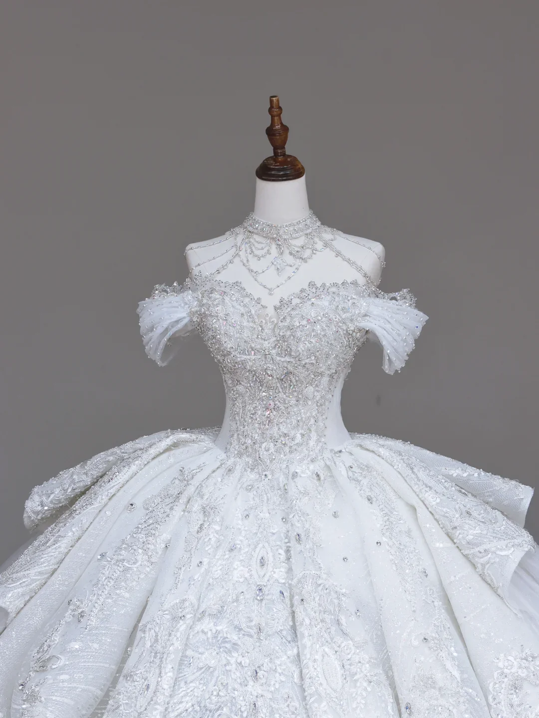 Unique Bridal Gown Ball Gown High Neckline White Sequin Wedding Dresses Bridal Gowns DP720 - Deanwangkt