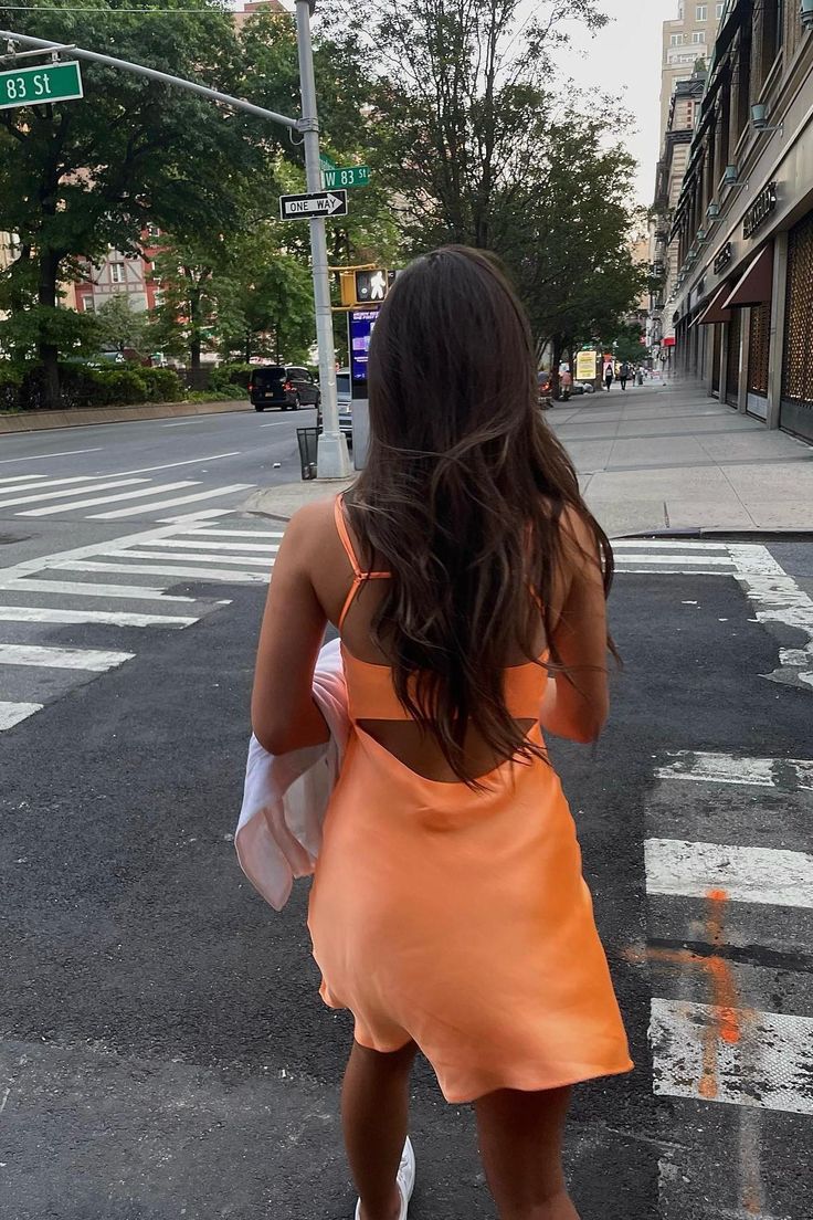 Simple Sheath Straps Orange Short Homecoming Dress Summer Hoco Dresses Cocktail Dress Birthday Outfits DP2099 - Deanwangkt