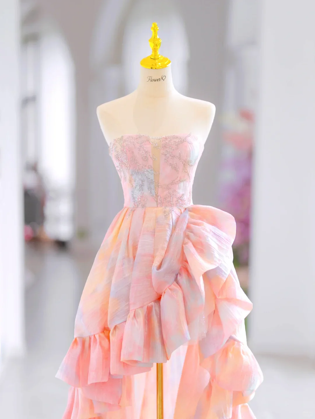 Glamorous High Low Sweetheart Floral Long Evening Party Gowns Evening Special Formal Dresses Prom Dress DH2788 - Deanwangkt