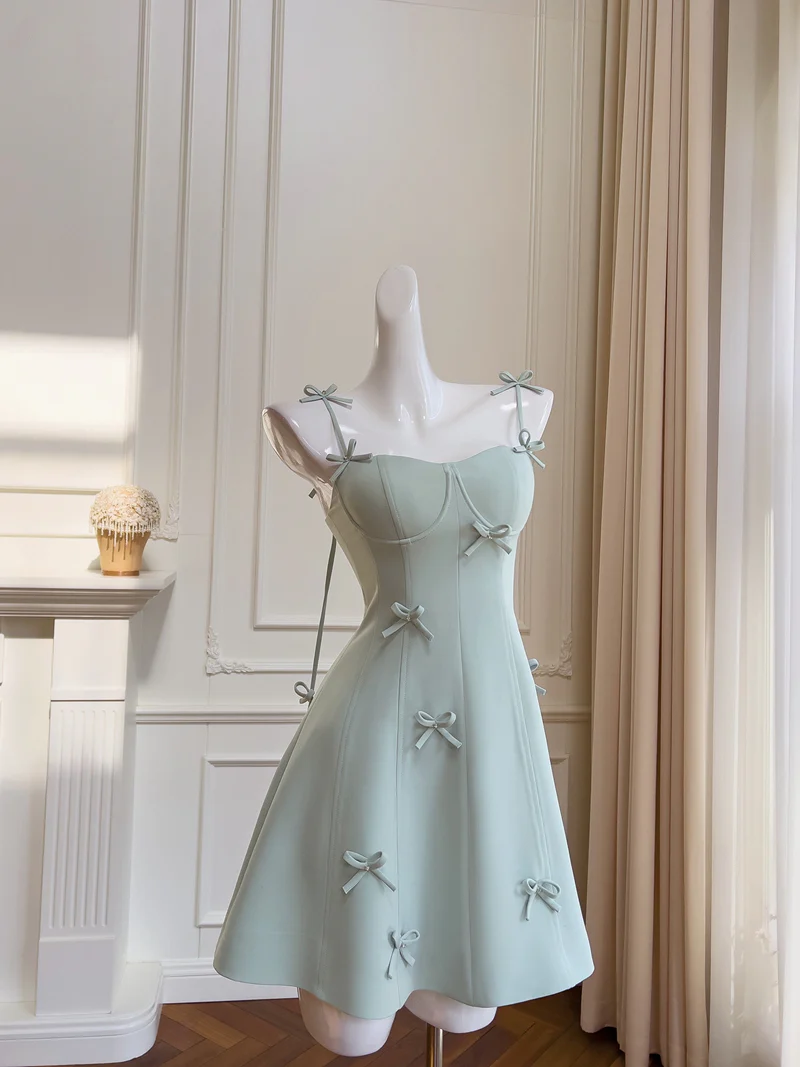 Sexy A line Spaghetti Straps Sage Green Satin Short Homecoming Dress Summer Hoco Dresses Cocktail Dress Birthday Outfits DP2286 - Deanwangkt