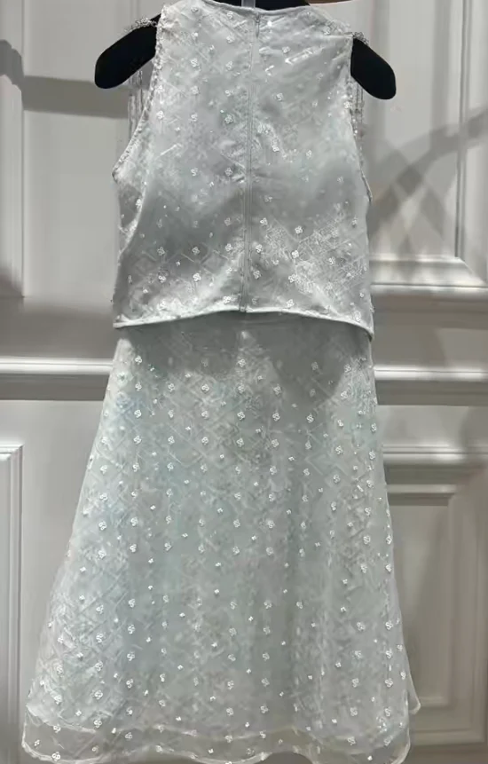 Fairytale Round Neck Sheath Homecoming Dress Chiffon Beaded Short Birthday Skirt Sequin Sweet Party Dress DP2808 - Deanwangkt