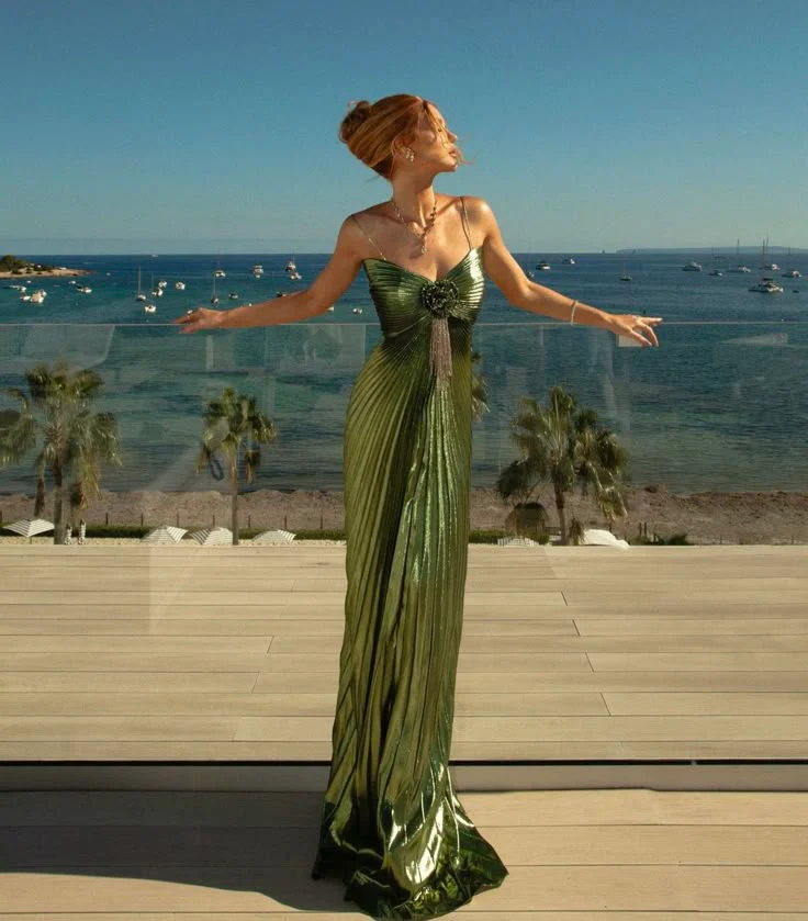 Modest A line Spaghetti Straps Green 18th Birthday Party Evening Dress Prom Dress 21st Birthday Outfits For Women W0270 - Deanwangkt