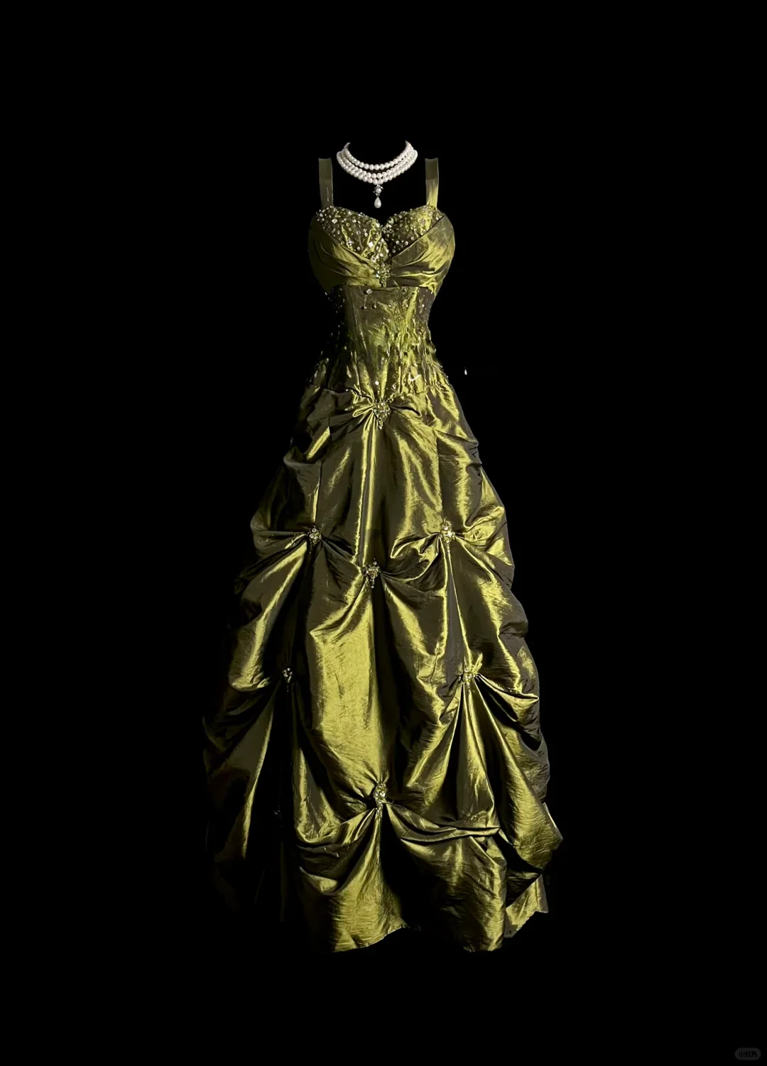 Retro Ball Gown Sweetheart Straps Green With Silver Beads Long Prom Dresses Evening Gowns Evening Dress DP929 - Deanwangkt