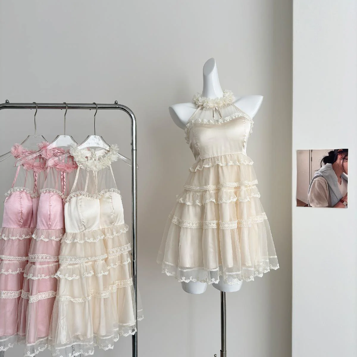 Cute A Line Square Halter Lace Summer Dress Holiday Party Outfits For Girls DP0140 - Deanwangkt