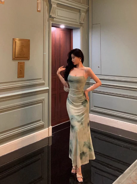 Sexy Mermaid Spaghetti Straps Green 18th Birthday Dress Holiday Party Birthday Outfits For Women DP0174 - Deanwangkt