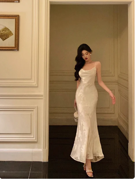 Classy Mermaid Spaghetti Straps Ivory 18th Birthday Dress Party Gown 21st Birthday Outfits Birthday Dress Ideas For Women DP611 - Deanwangkt