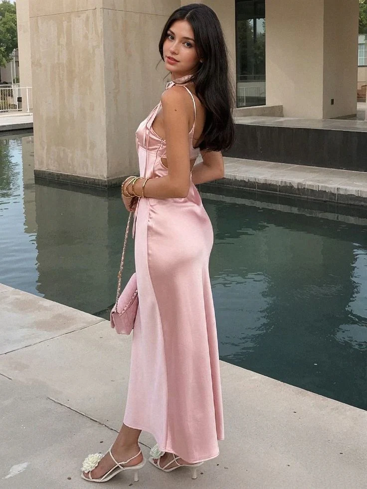 Pretty Sheath Straps Pink Night Dinner Evening Dresses Formal Summer Wedding Guest Dresses Wedding Guest Outfits W0151 - Deanwangkt