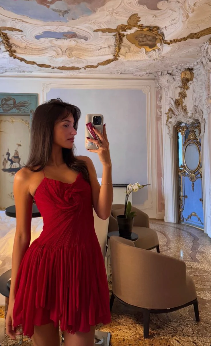 Trendy A line Halter Chiffon Red Sleeveless Formal Short 8th Grade Homecoming Dress Summer Middle School Hoco Dresses Cocktail Dress Birthday Outfits W0632 - Deanwangkt