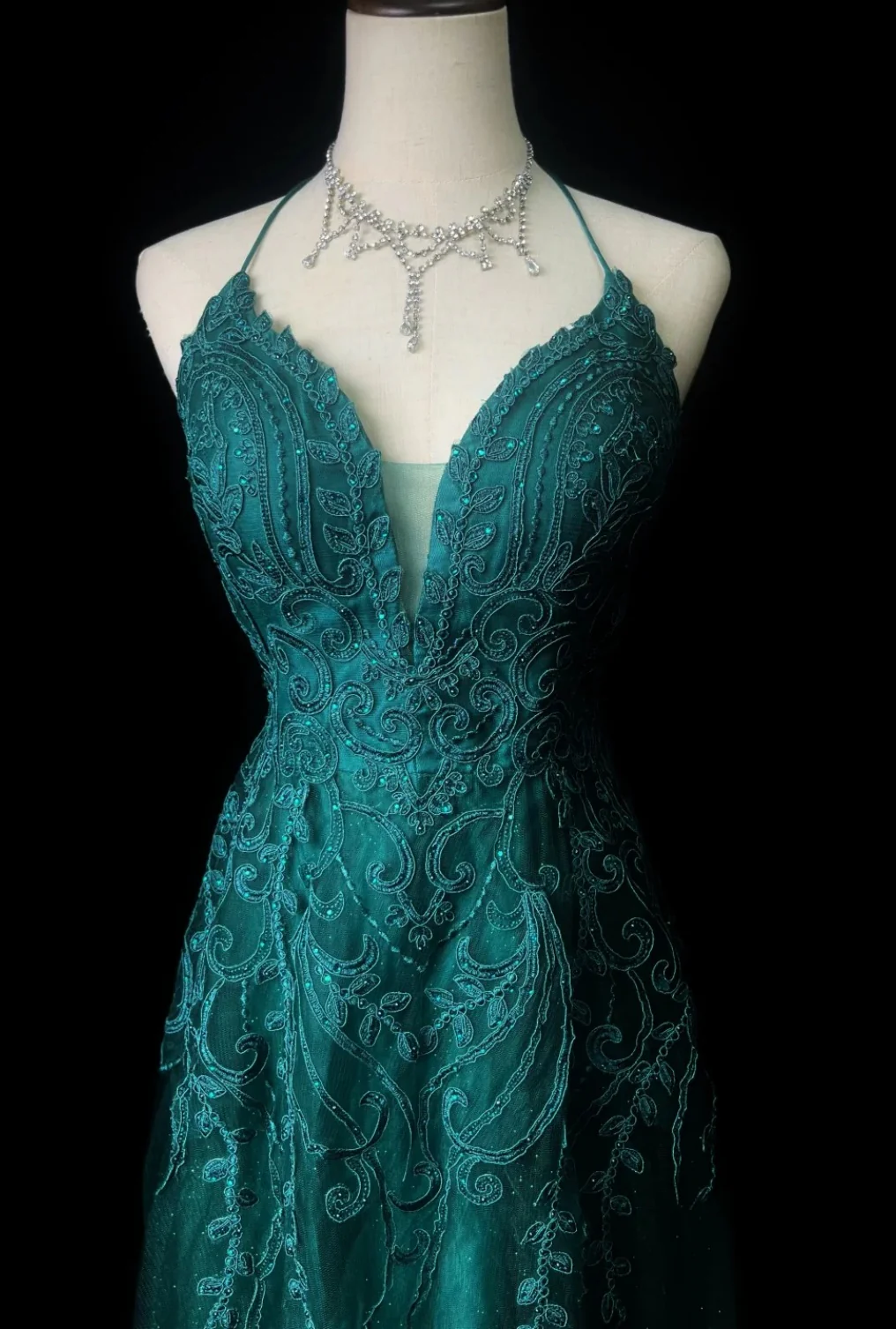 Fairy Spaghetti Strap Sheath Long Prom Dresses, Tulle Green Evening Dresses DP3224 - Deanwangkt