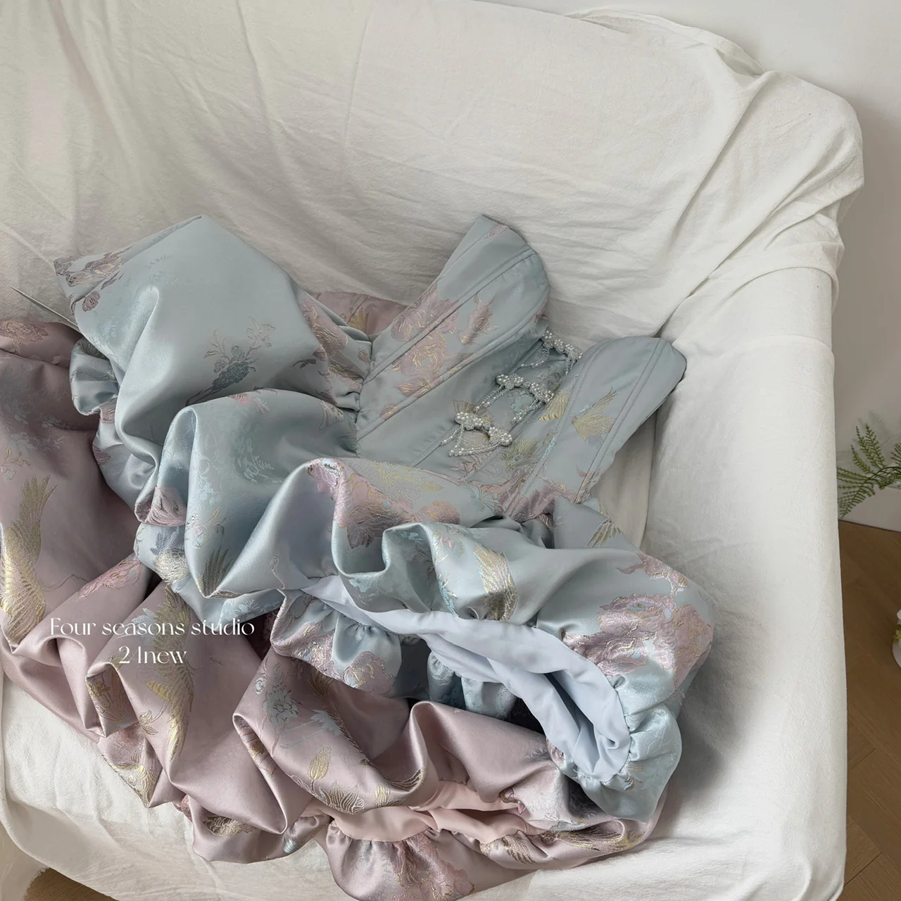 Cute Ball Gown Strapless Satin Floral Pink Short Summer Dress Holiday Party Outfits For Women DP0097 - Deanwangkt