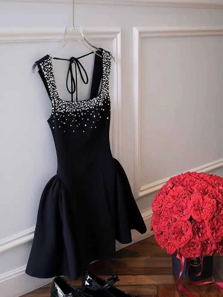 Cute Ball Gown Square Little Black Dress Short Mini Formal 8th Grade Homecoming Dresses Middle School Cocktail Dress Hoco Outfits DH2641 - Deanwangkt