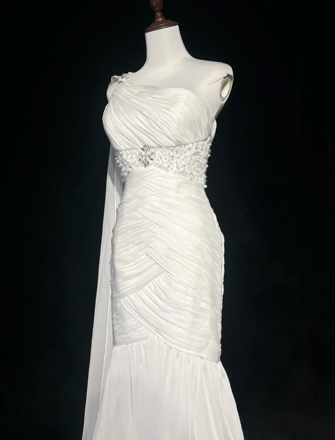 Retro Wedding Dress 1950s 1940s Mermaid One Shoulder Chiffon White Long Wedding Dresses Bridal Gowns Brides Gown DH554 - Deanwangkt