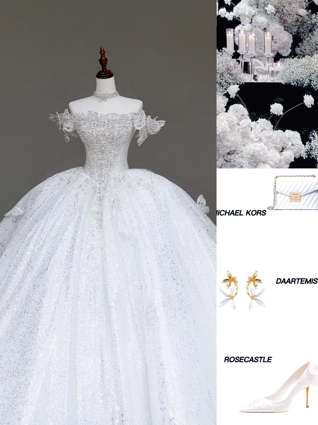 Unique Bridal Gown Ball Gown Off The Shoulder White Sequin Wedding Dresses Bridal Gowns DP719 - Deanwangkt