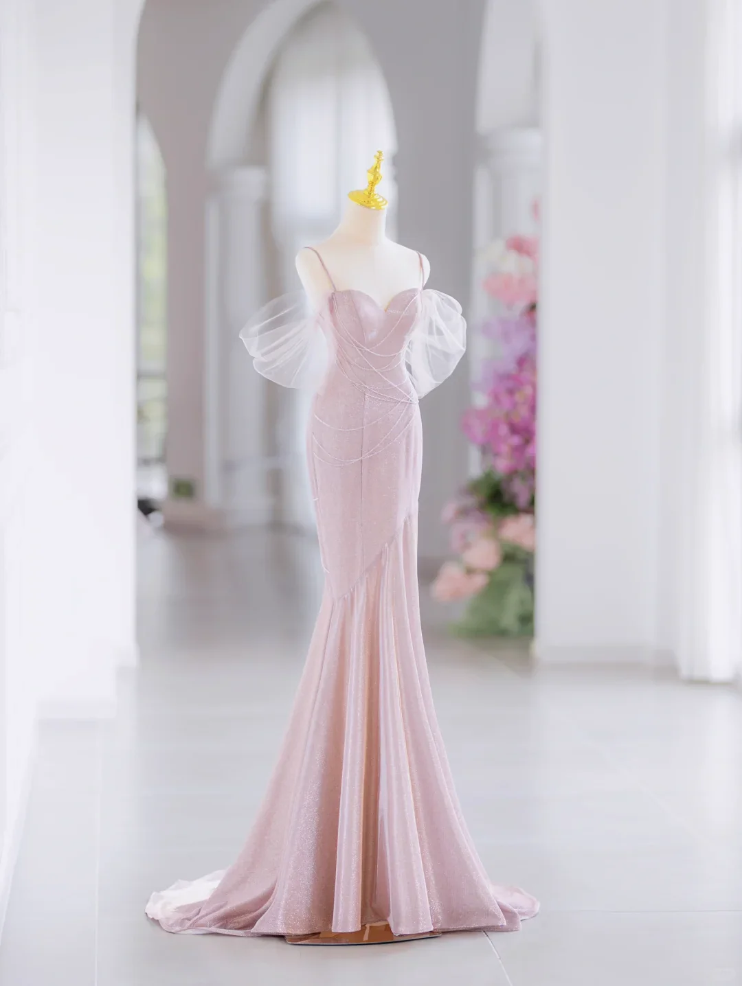 Modest Mermaid Spaghetti Straps Sequin Long Evening Party Gowns Evening Dress Special Formal Dresses Prom Dress DH2797 - Deanwangkt