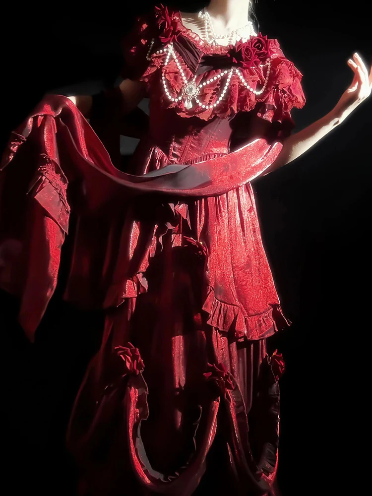 Vintage Ball Gown Off The Shoulder Burgundy Wine Red 21st Birthday Dress Lolita Dress Long Birthday Outfits DH2435 - Deanwangkt