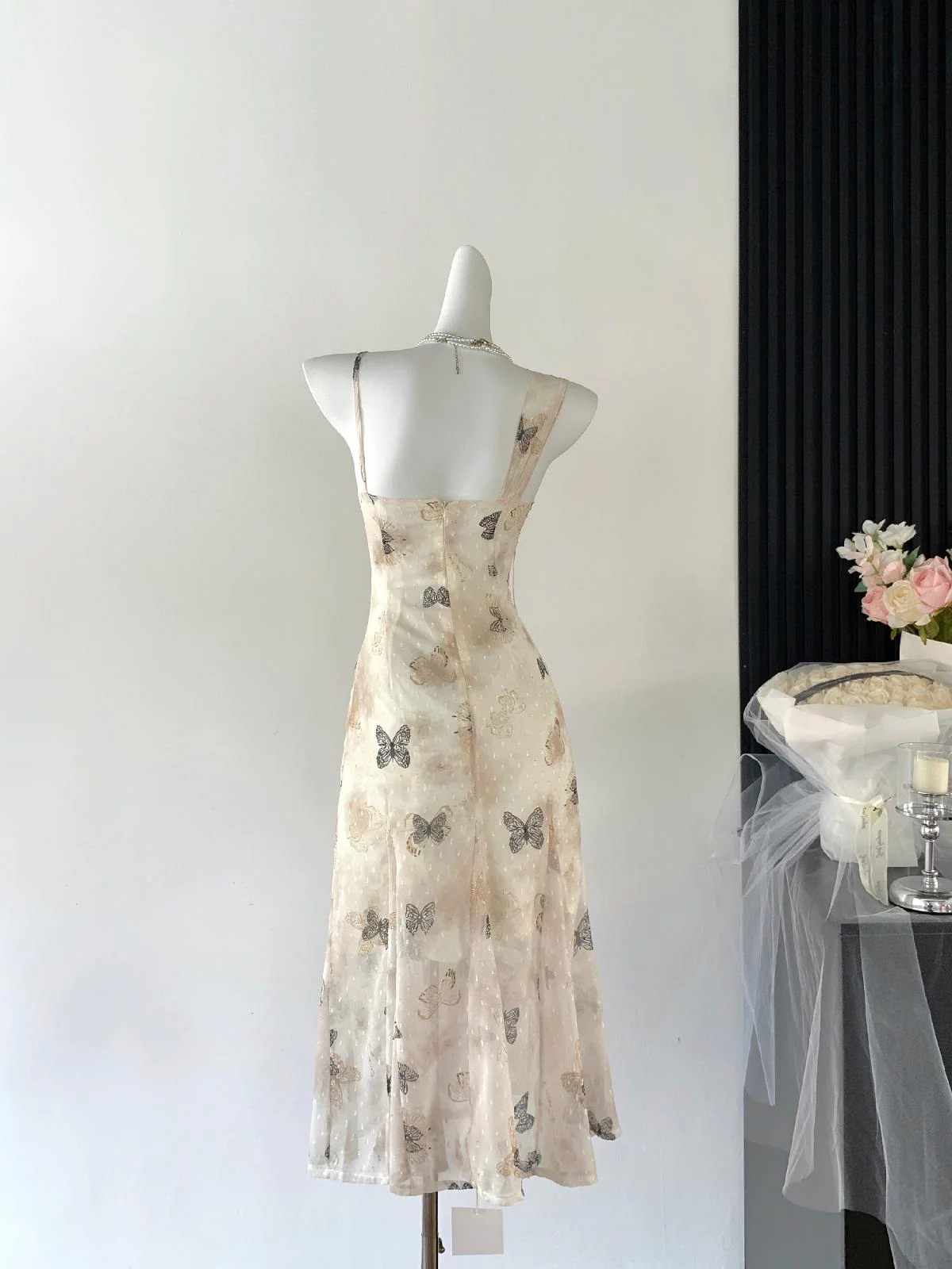 Sexy A line Spaghetti Straps Floral Long Dress Holiday Party Outfits For Women DP0031 - Deanwangkt