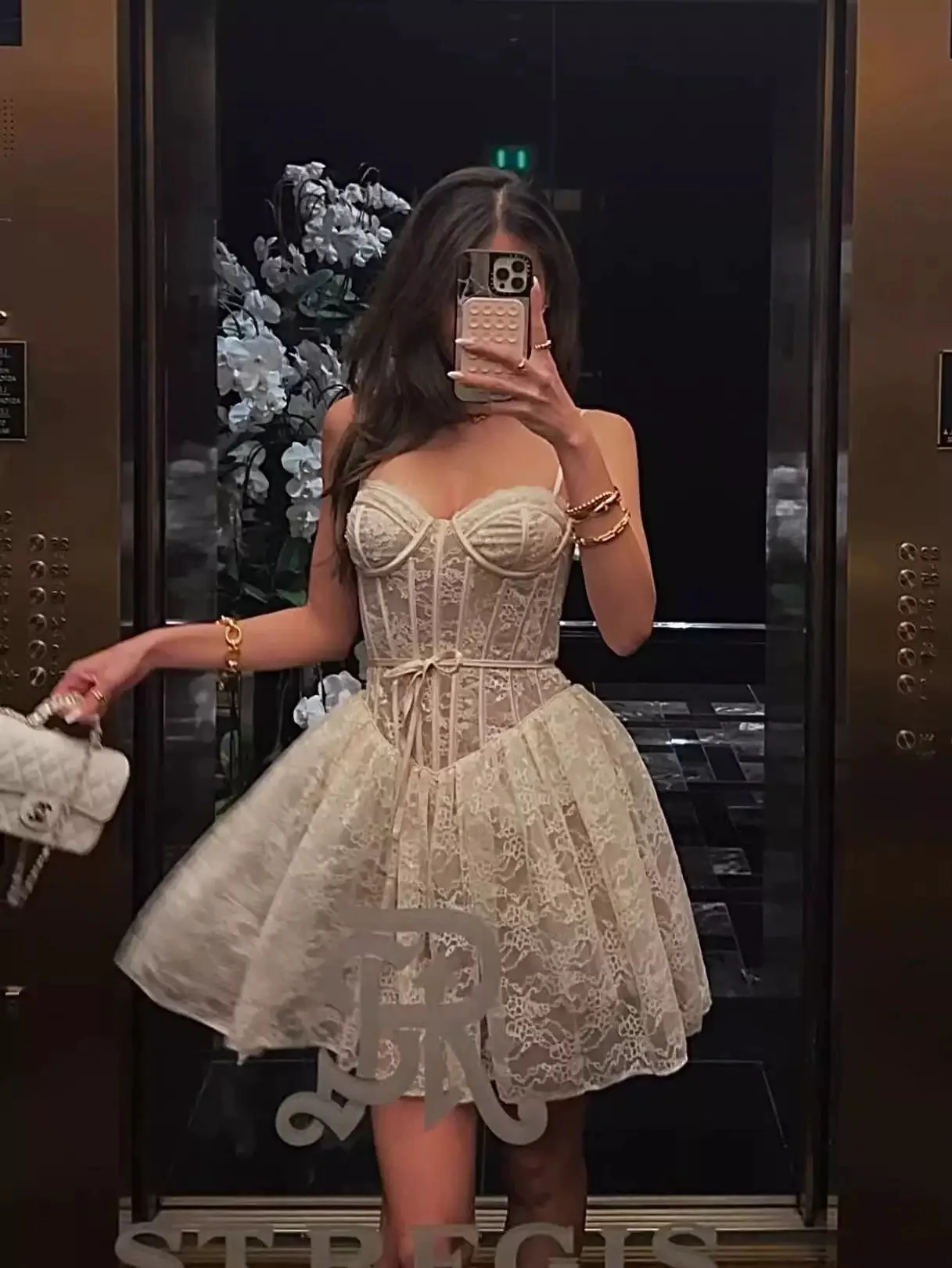 Pretty A line Spaghetti Straps White Lace Formal Homecoming Dresses Short 16th Birthday Outfits Graduation Dress Mini Cocktail Dresses DH2479 - Deanwangkt