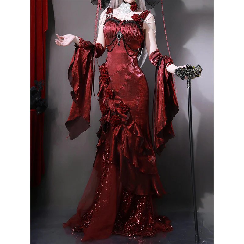 Vintage High Low Spaghetti Straps Burgundy 16th Birthday Dress Lolita Dress Satin Birthday Outfits DP0217 - Deanwangkt