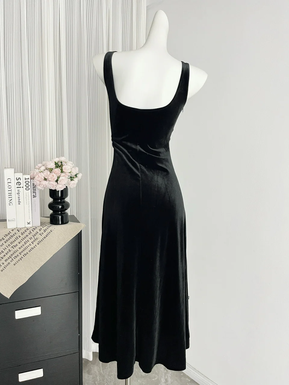 Sexy Mermaid Straps Black Velvet Summer Dress Holiday Party Birthday Outfits For Women DP0136 - Deanwangkt