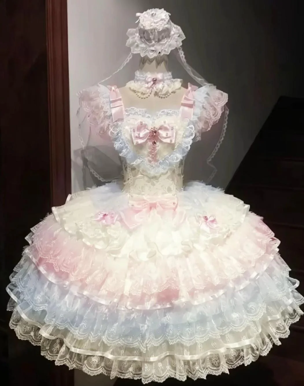 Vintage Ball Gown Pink Lace Spaghetti Straps Short Lolita Outfits 18th Birthday Dress Mini Cute Lolita Dress DP2942 - Deanwangkt