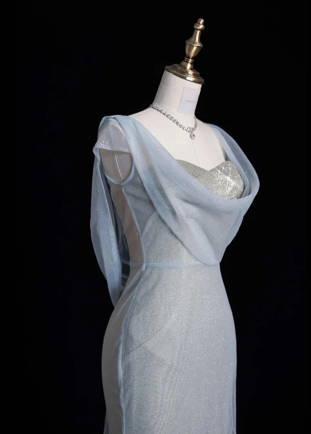 Glitter Sweetheart Mermaid Long Prom Dresses Silver Evening Dresses DP3338 - Deanwangkt